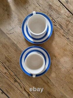 T G Green Cornishware Teaset Teapot Milk Jug 2 Cup And Saucers