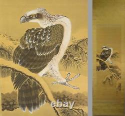 UK519 KAKEJIKU Bird Animal Hanging Scroll Japanese Art painting Nihonga Picture