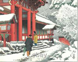 Ukiyo-e Japanese Woodblock Print Takeji Asano Kamigamo Shrine Snow JapanAntique