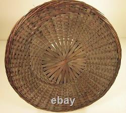 Unique Antique Japanese Woven Bamboo Ikebana Flower Vessel Basket 15X8 JD017