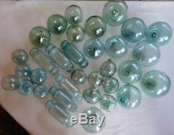 VTG Japanese Glass Fishing Float Variety Box for Sellers & Dealers, Lot of 33