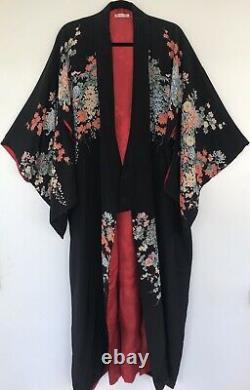 Vintage 1920s Silk Crepe Screen Print Art Deco Japanese Export Kimono