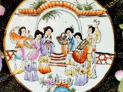 Vintage Antique Japanese Hand Painted Plate Porcelain Bowl Geisha Girl Size 9