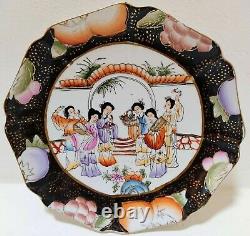 Vintage Antique Japanese Hand Painted Plate Porcelain Bowl Geisha Girl Size 9