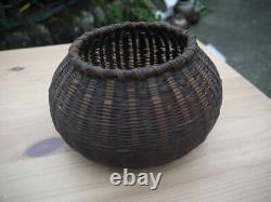 Vintage Bamboo basket Old Container Antique Box Japan Case Nostalgic H4inch