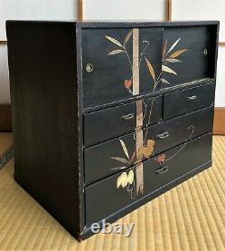 Vintage Cha-dansu Japanese furniture 1900s Craft Small Tea Cabinet H. 14.5inch