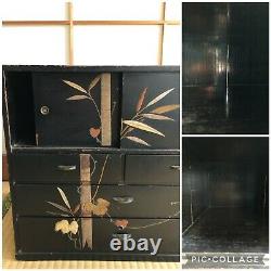 Vintage Cha-dansu Japanese furniture 1900s Craft Small Tea Cabinet H. 14.5inch