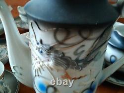 Vintage Dragonware Hand Painted Moriage Dragon Geisha tableware