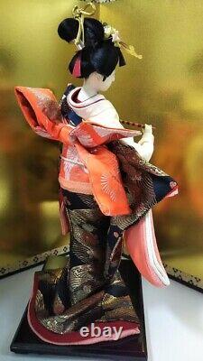 Vintage Japanese Geisha doll in Kimono 17 43cm in glass case 21
