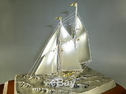 Vintage Japanese Sterling Silver Model Ship Boat By Seki Japan With Outer Case
