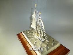 Vintage Japanese Sterling Silver Model Ship Boat By Seki Japan With Outer Case
