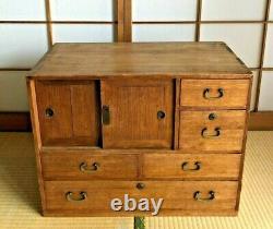 Vintage Japanese furniture 1900s Craft Small Tea Cabinet Cha dansu H. 18.8inch