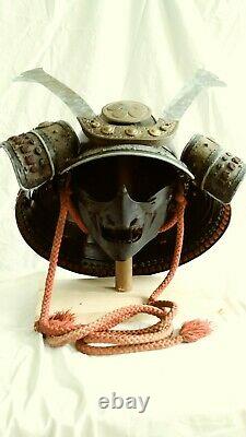 Vintage Japanese samurai armor helmet (kabuto)+face mask(menpo)