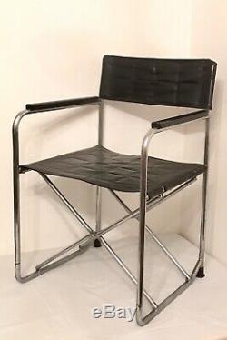 Vintage MCM Takeshi Nii Suekichi Uchida Japan Folding Chair X Metal Vinyl Black