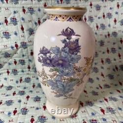 Vintage satsuma ware flower vase base porcelain pottery porcelain with wooden case
