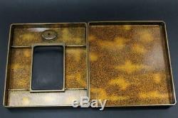 WBX25 Japanese Black lacquer gold arabesque pattern makie wooden inkstone box