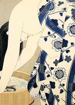 Washing Her Hair 30x44 Japanese Print by Ito Shinsui Asian Art Japan