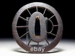Wheel (?) TSUBA Japan Edo original tsuba sword guard antique