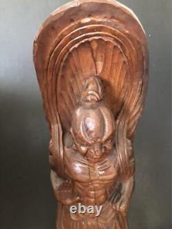 Wood Carved Vajrayaksa, Kongo-Rikishi Statue, H25.5 x W11.8 inches