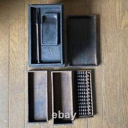 Wooden Drawer with Inkstone and Abacus, Showa Era H9.8 x W5.5 x D5.8 inches