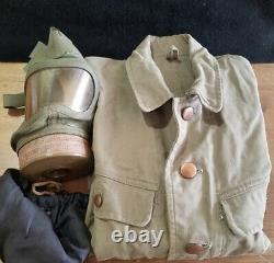 World war2 original imperial japanese gas mask & military cloth 2 set antique