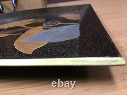 Y0316 TRAY Kourin Makie gold lacqure OBON OZEN Japanese Antique Japan