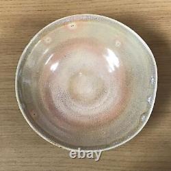 Y1058 CHAWAN Hagi-ware flat bowl box tea ceremony Japanese pottery antique Japan