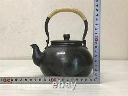 Y1403 KETTLE copper pot signed teapot Japanese Tea kitchen Japan antique
