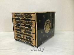 Y1925 TANSU Makie Lacquer Chest of Drawers sutra box storage Japanese antique