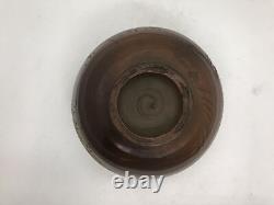 Y4466 CHAWAN Bizen-ware signed Japan antique tea ceremony pottery bowl cup