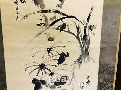 Y6346 KAKEJIKU Ink painting Collaboration box Japan antique hanging scroll decor