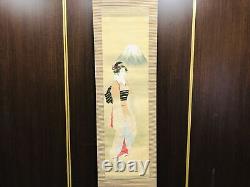 Y6349 KAKEJIKU Beautiful woman signed box Japan antique hanging scroll interio