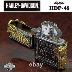 Zippo Harley Davidson HDP-48 Japan Limited Gold 3 Sides Metal Pasting Lighter